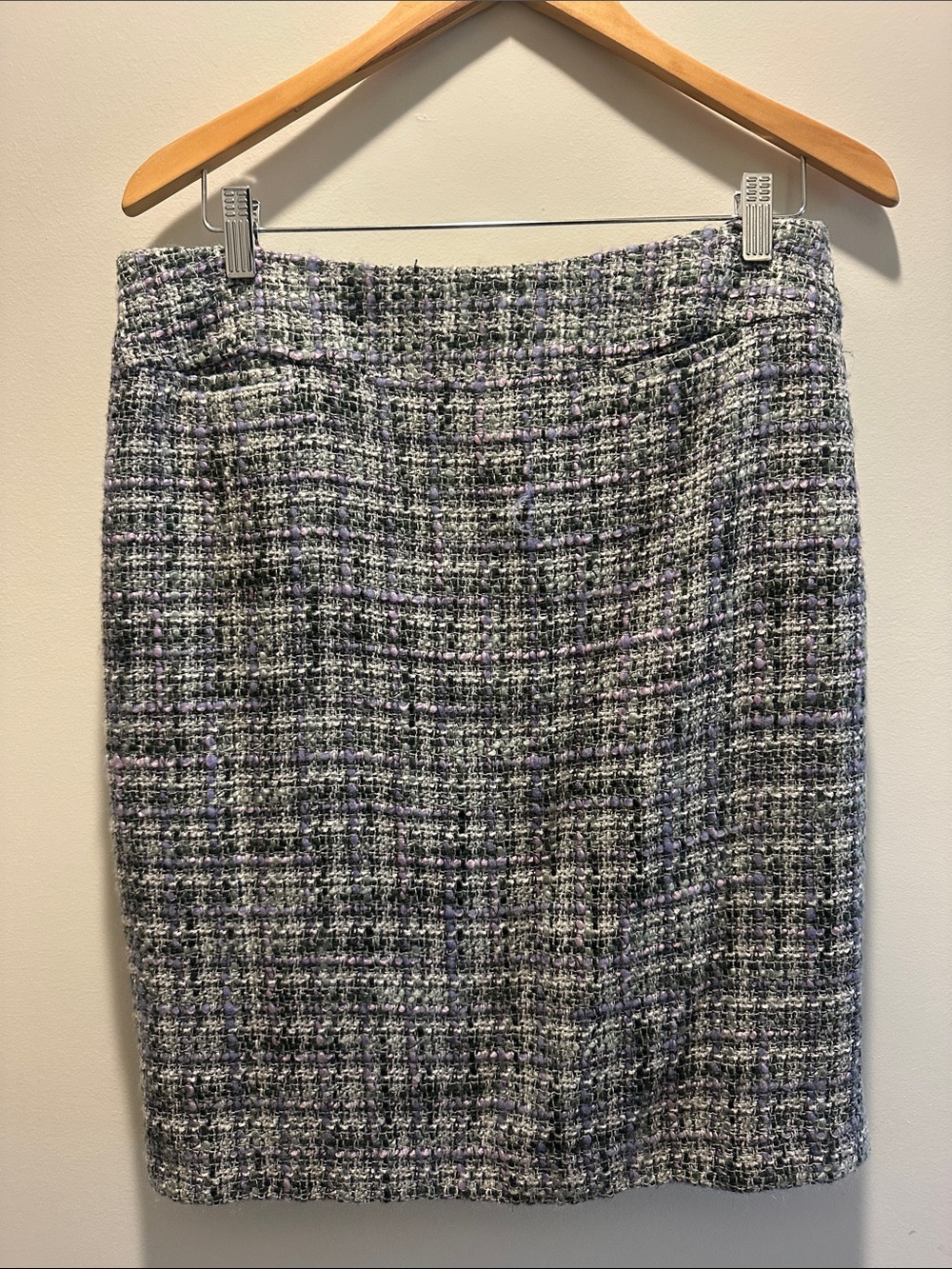 Evan Picone Lavender and Gray Tweed Pencil Skirt